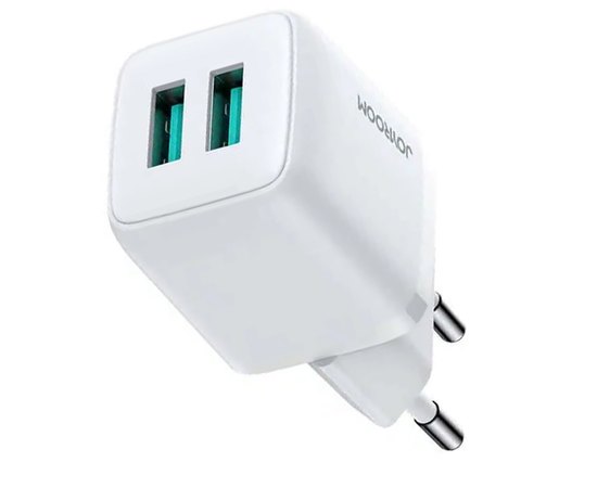 Зарядное устройство JOYROOM Mini dual Port smart fast charge L-2A121 2USB, 2.4A White (000008060), Колір: White