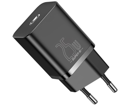 Зарядний пристрій Baseus Super si Quick Charger 1C 1Type-C, QC/PD, 25W Black (000009747)