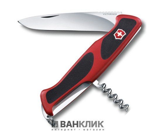 Нож Victorinox Delemont, RangerGrip 52, 130 мм, красный/черный 0.9523.C