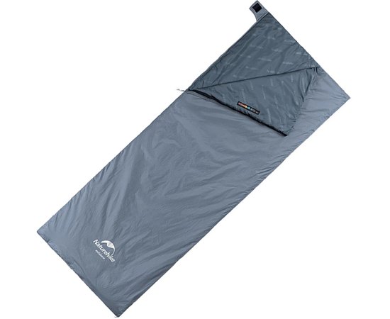 Спальный мешок Naturehike Ultralight LW180 NH21MSD09 сверхлегкий, левый, (15°C), p-p M, серо-синий (6927595777947-L), Сторона застежки: Левая, Полная длина, см: 190 см