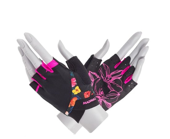 Рукавички для фітнесу MadMax MFG-770 Flower Power Gloves Black/Pink M (MFG-770_M), Розмір: M