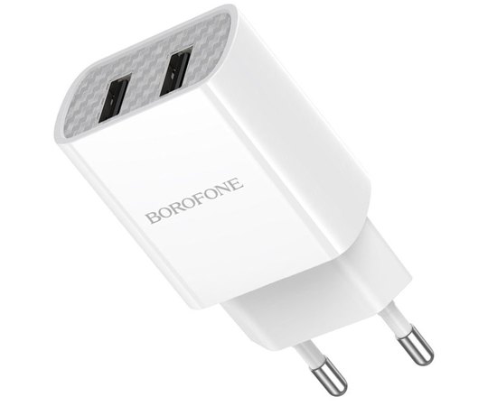 Зарядний пристрій  Borofone Micro USB Cable Powerway dual port charger set BA53A 2USB, 2.1A White (000008850)