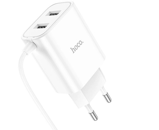 Зарядний пристрій Hoco Micro USB Cable Courser dual-port charger C103A 2USB, 2.1A White (000009074)