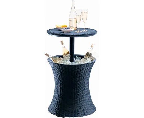 Стіл-бар пластиковий Keter Cool Bar Rattan колір сірий  (7290103660550), Колір: Сірий