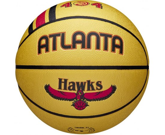 М'яч баскетбольний Wilson NBA Team City Collector BSKT ATL Hawks size 7 (WZ4003901XB7), Розмір: 7, Колір: Жовтий