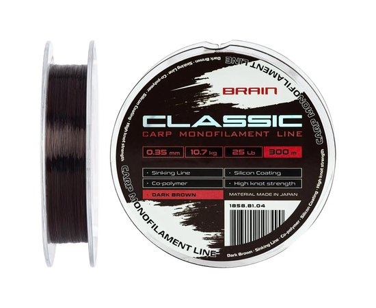 Ліска Brain Classic Carp Line 300m 0,35mm 10,7kg 25lb Dark brown (1858.81.04), Діаметр, мм : 0.35