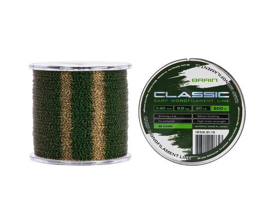 Леска Brain Classic Carp Line 600m 0,30mm 8,8kg 20lb 3D camo (1858.81.19), Диаметр, мм: 0.30