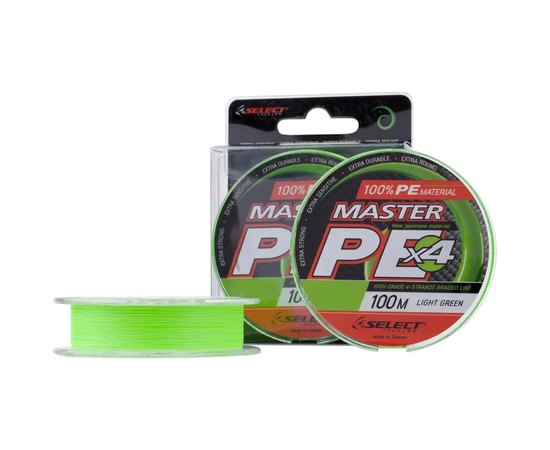 Шнур Select Master PE 100m 0.18mm 21kg салатовый (1870.17.06), Диаметр, мм: 0.18, Разрывная нагрузка, кг : 21