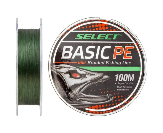 Шнур Select Basic PE 100m 0.14mm 15lb/6.8kg темно-зелений (1870.27.62), Діаметр, мм : 0.14, Розривне навантаження, кг : 6.8