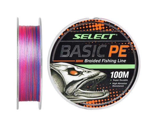 Шнур Select Basic PE Multicolor 100m 0.22mm 30lb/13.6kg (1870.30.85), Диаметр, мм: 0.22, Разрывная нагрузка, lb : 30