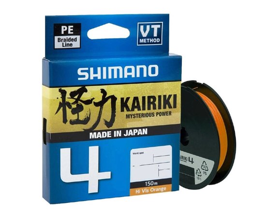 Шнур Shimano Kairiki 4 PE Hi-Vis Orange 150m 0.10mm 6.8kg (LDM54TE0810015H), Диаметр, мм: 0.10