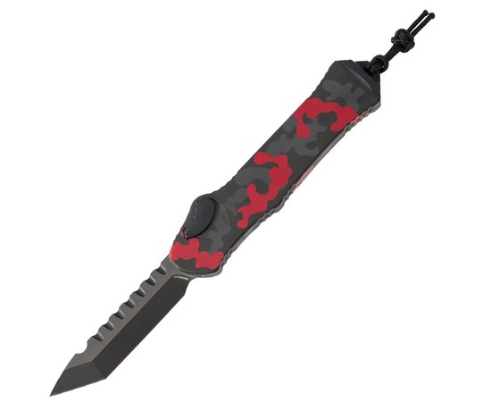 Кишеньковий ніж Heretic Hydra Tanto Two Tone Black Blade Red Camo (H006-10A-RCAMO), Колір: Red Camo, Покриття клинка: DLC, Тип ріжучої кромки: Гладке лезо