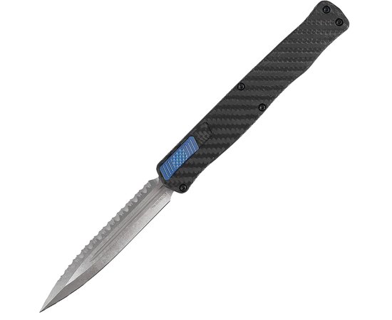 Кишеньковий ніж Heretic Cleric II Double Edge Black Blade Aluminum Handle Blue (H020-2CCF/BLU), Покриття клинка: DLC, Тип ріжучої кромки: Гладке лезо/Серейтор