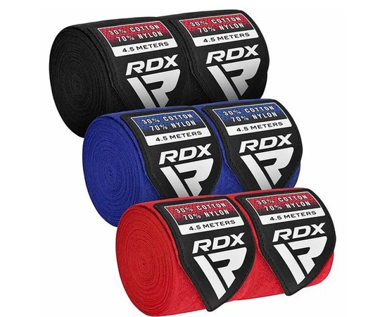 Бинты боксерские RDX RB Hand Wraps Combine 3 пары Red,Black,Blue 4.5 м (HWC-RBU+)