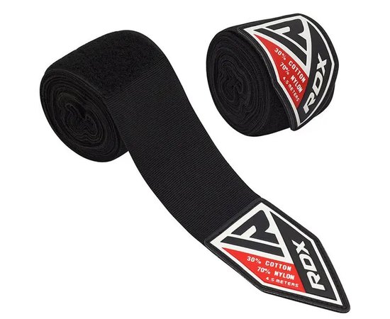 Бинты боксерские RDX WX Professional Boxing Hand Wraps Black 4.5 м (HWX-RB+), Цвет: Black