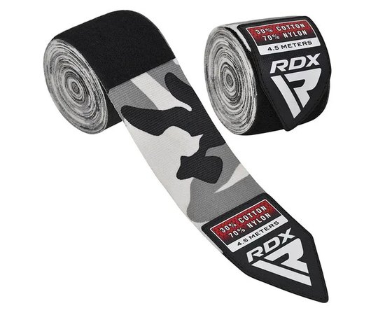 Бинты боксерские RDX WX Professional Boxing Hand Wraps Camo Grey 4.5 м (HWX-RC+), Цвет: Camo Grey