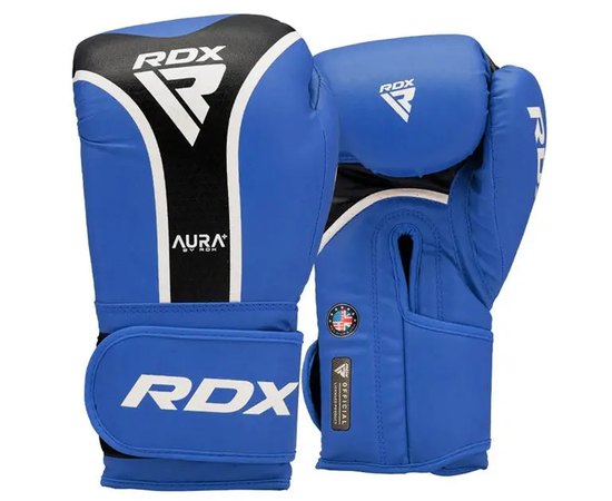 Боксерські рукавички RDX AURA PLUS T-17 Blue/Black 12 ун. (BGR-T17UB-12OZ+), Колір: Синій/Чорний, Вага: 12 унцій