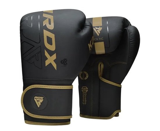 Боксерські рукавички RDX F6 Kara Matte Golden 10 ун. (BGR-F6MGL-10OZ), Колір: Чорний/Золотий, Вага: 10 унцій