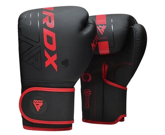 Боксерские перчатки RDX F6 Kara Matte Red 10 ун. (BGR-F6MR-10OZ), Цвет: Чёрный/Красный, Вес: 10 унций