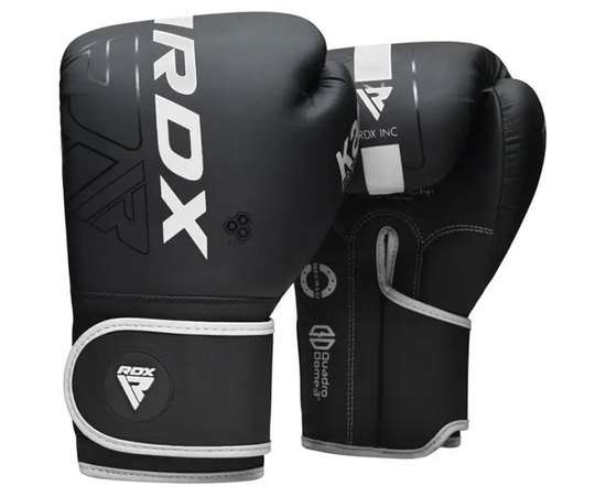 Боксерські рукавички RDX F6 Kara Matte White 10 ун. (BGR-F6MW-10OZ), Колір: Чорний/Білий, Вага: 10 унцій