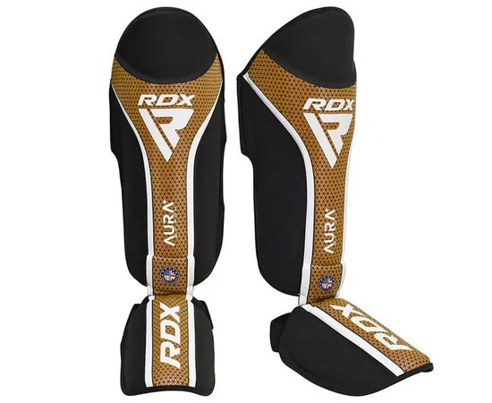 Захист гомілки та стопи RDX SHIN INSTEP AURA PLUS T-17 Black Golden M (SGR-T17BGL-M+), Розмір: M