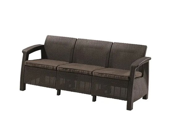 Диван пластиковый садовый Keter Corfu love seat max коричневый (8711245158297), Цвет: Коричневый