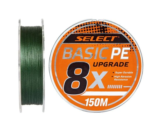 Шнур Select Basic PE 8X Green 150m #0.6/0.10mm 12lb/5.5kg (1870.31.32), Діаметр, мм : 0.10, Розривне навантаження, lb: 12