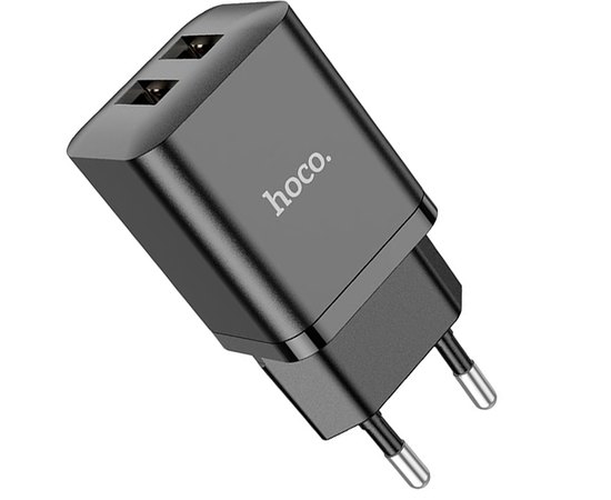 Зарядний пристрій Hoco Maker dual port charger N25 2USB, 2.1A Black (000009412), Колір: Black