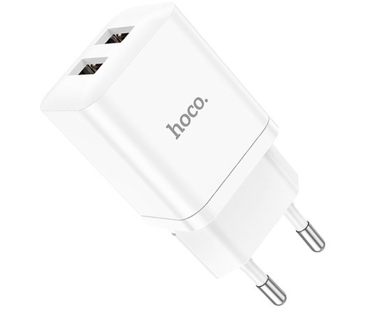 Зарядний пристрій Hoco Maker dual port charger N25 2USB, 2.1A White (000009413), Колір: White