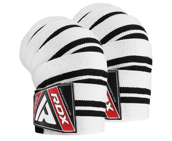 Бинты для колен RDX K1 GYM Knee Wraps White/Black Plus (WAH-K1W+), Цвет: White/Black