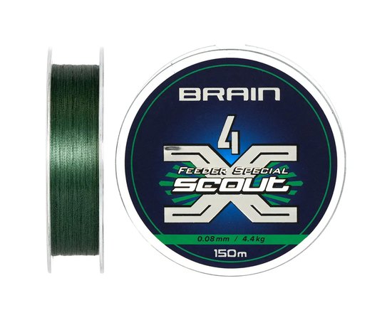 Шнур Brain Scout 4X 150m deep green 0.080mm 4.4kg (1858.55.26), Диаметр, мм: 0.080