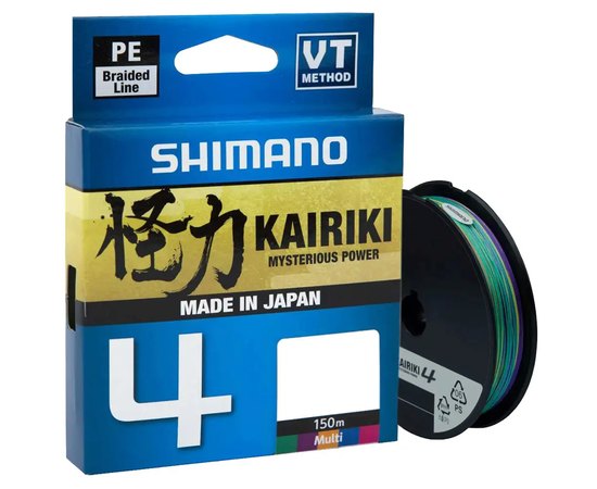 Шнур Shimano Kairiki 4 PE Multi Colour 150m 0.13mm 7.4kg (LDM54TE1013015M), Діаметр, мм : 0.13, Розривне навантаження, кг : 7.4