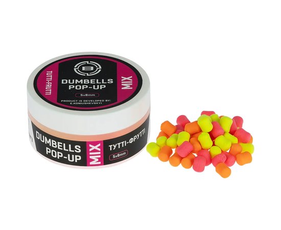 Бойли Brain Dumbells Mix Tutti-Frutti тутті-фрутті 5х8mm 34g (1858.81.35), Вкус : Тутті-фрутті, Діаметр, мм : 5х8