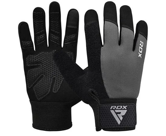 Рукавички для фітнесу RDX W1 Full Finger Plus Grey L (WGA-W1FG-L+), Розмір: L, Колір: Grey