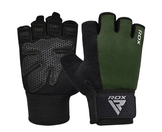 Перчатки для фитнеса RDX W1 Half Army Green Plus L (WGA-W1HA-L+), Размер: L, Цвет: Green