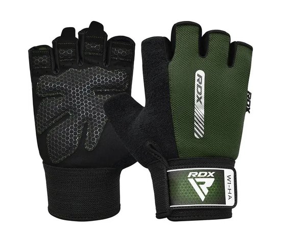 Перчатки для фитнеса RDX W1 Half Army Green Plus S (WGA-W1HA-S+), Размер: S, Цвет: Green