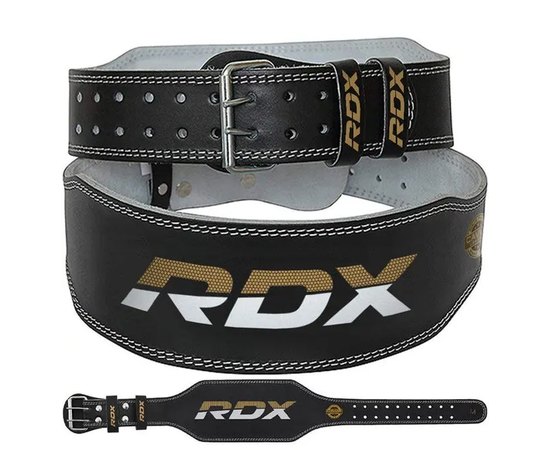 Пояс для важкої атлетики RDX 6 шкіра Black Gold L (WBS-6RB-L), Розмір: L, Колір: Black Gold