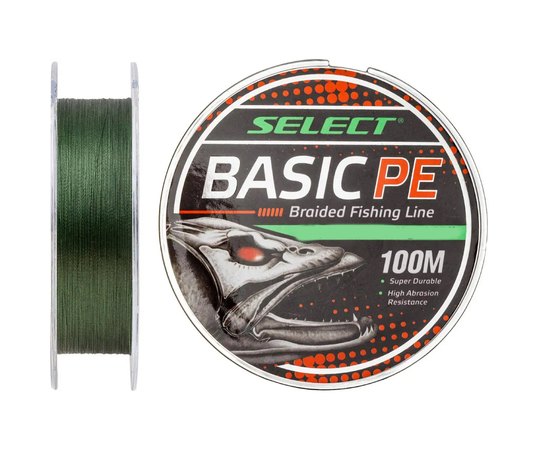 Шнур Select Basic PE 100m 0.16mm 18lb/8.3kg темно-зелений (1870.27.63), Діаметр, мм : 0.16, Розривне навантаження, кг : 8.3