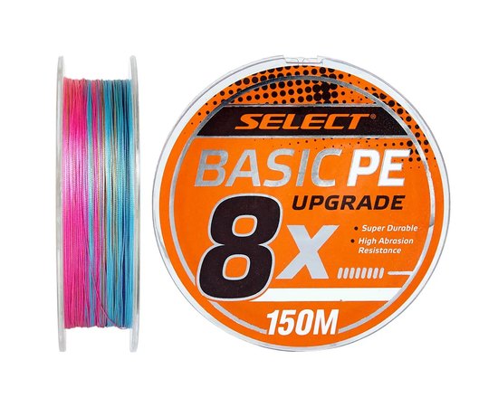 Шнур Select Basic PE 8X Multicolor 150m #1.0/0.14mm 18lb/8.2kg (1870.31.44), Діаметр, мм : 0.14, Колір: Мультиколор