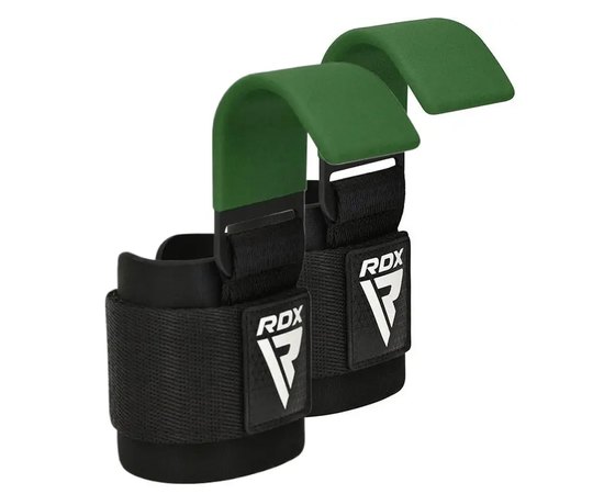 Гаки для тяги на зап'ястя RDX W5 Gym Hook Strap Army Green Plus (WAN-W5AG+), Колір: Зелений