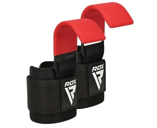 Крюки для тяги на запястья RDX W5 Gym Hook Strap Red Plus (WAN-W5R+), Цвет : Красный