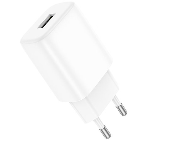 Зарядний пристрій Hoco Type-C Cable Solid single Port charger C134A 1USB, 12W/2.4A White (000010632), Колір: White