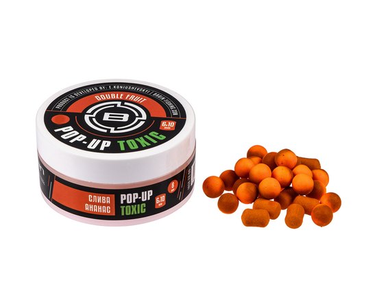 Бойли Brain Toxic Pop-Up Double Fruit cлива + ананас 10mm + 8x12mm 34g (1858.22.01), Вкус : Слива/Ананас, Діаметр, мм : 10 мм + 8x12 мм