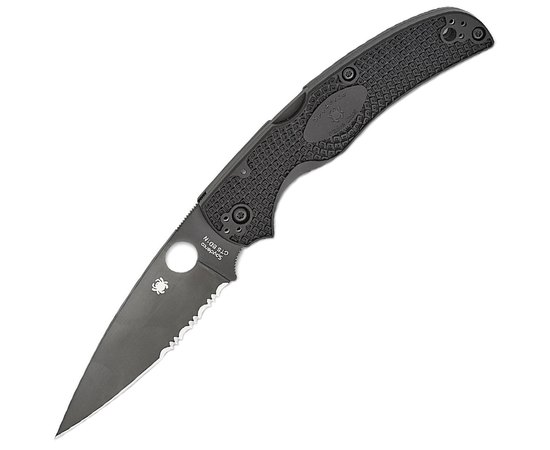 Карманный нож Spyderco Native Chief Black Blade (C244PSBBK), Цвет : Black, Покрытие клинка: DLC, Тип режущей кромки: Полусеррейтор