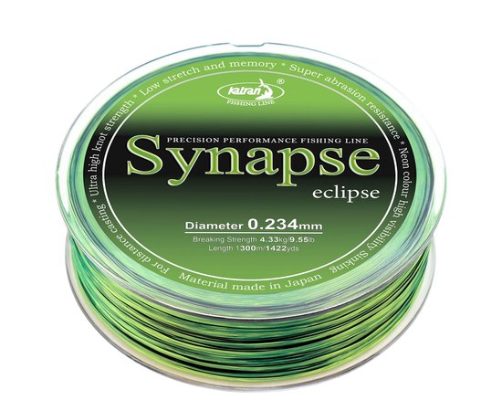 Лiска Katran Synapse Eclipse 1300m neon/black 0.234mm 9.55lb (4262389020451), Діаметр, мм : 0.234 мм, Розривне навантаження, lb: 9.5