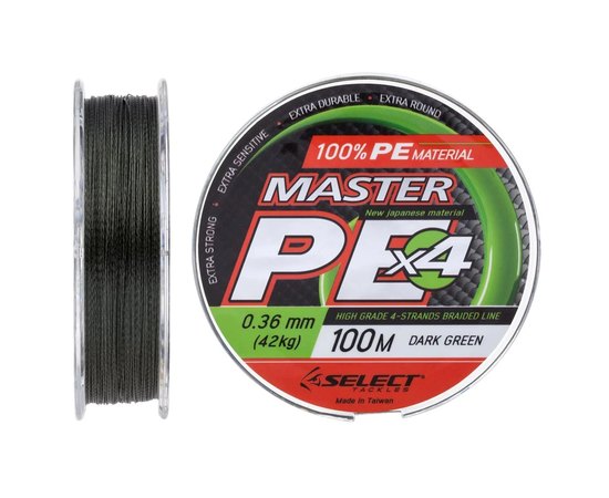 Шнур Select Master PE 100m 0.36mm 42kg темно-зелений (1870.15.98)