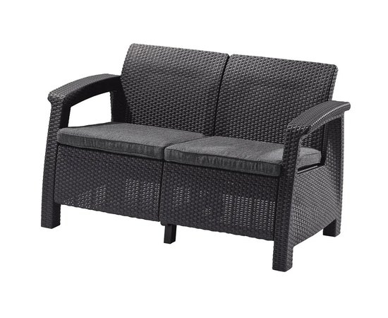 Диван пластиковий садовий Keter Corfu II Love seat графіт (8711245158730), Колір: Графит