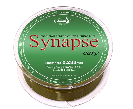 Леска Katran Synapse Carp 300m olive green 0.286mm 12.85lb/5.83kg (4262389020253), Разрывная нагрузка, lb : 12.8