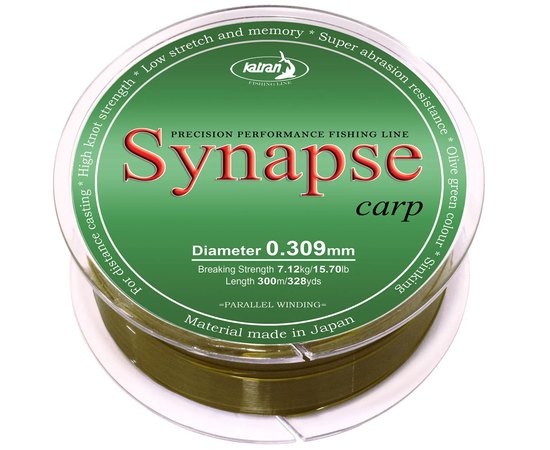 Леска Katran Synapse Carp 300m olive green 0.309mm 15.3lb/7.12kg (2500000189340), Разрывная нагрузка, lb : 15.7