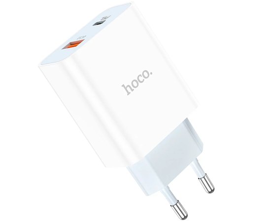 Зарядное устройство Hoco charger C97A 1USB/1Type-C, 20W/3A, QC/PD White (000009180)